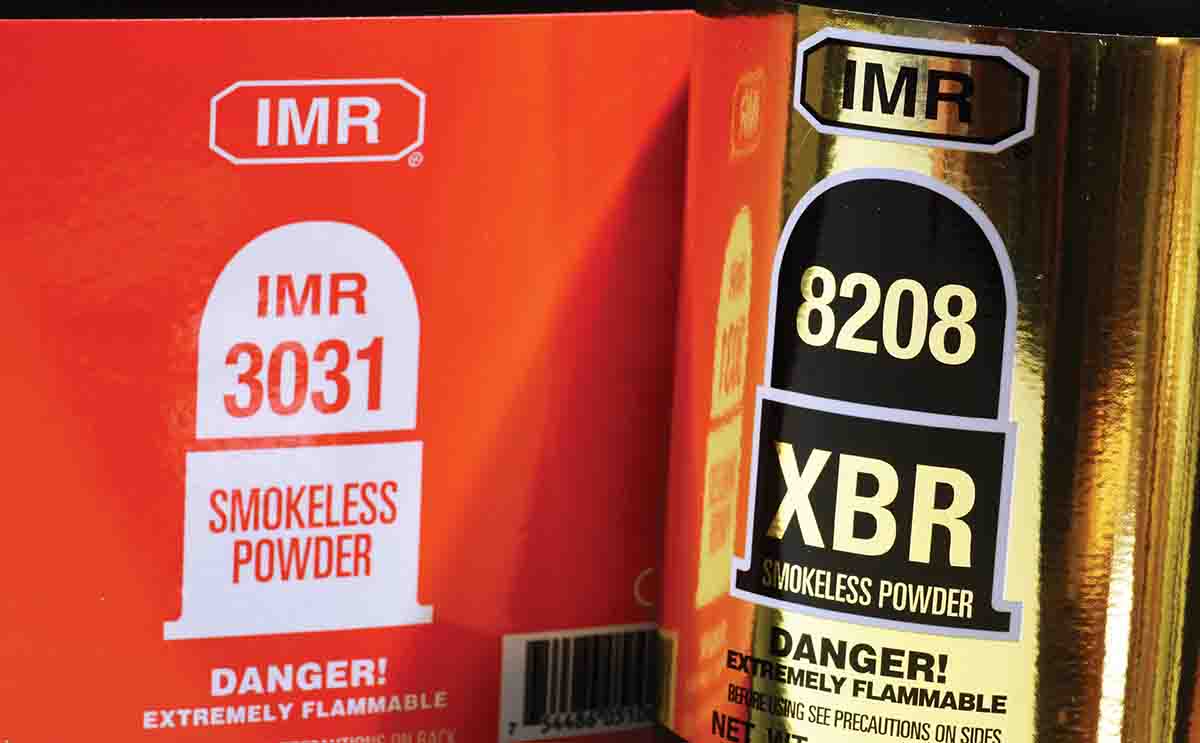 The old and the new: IMR-3031 and IMR-8208 XBR. The latter is aimed squarely at shooters of .308 Winchester-type, super-accurate rifles. It has many of 3031’s virtues, with the addition of great temperature stability and ease of metering.